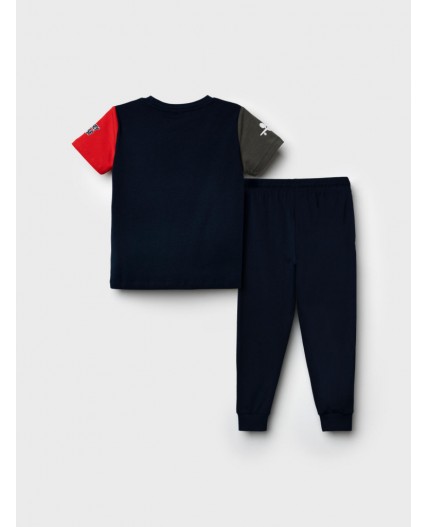 Комплект трикотажный для мальчиков: фуфайка (футболка), брюки тёмно-синий,хаки,красный