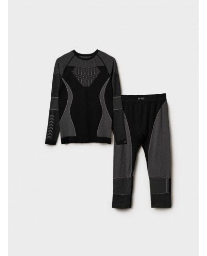 Термокомплект трикот. для женщин: фуфайка с длин. рук, брюки укороченные для эпизод. использования черный,белый