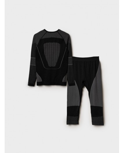 Термокомплект трикот. для женщин: фуфайка с длин. рук, брюки укороченные для эпизод. использования черный,белый