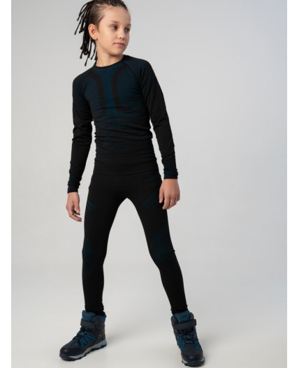 Термокомплект трикотажный для мальчиков: брюки, толстовка для эпизодического использования черный,бирюзовый