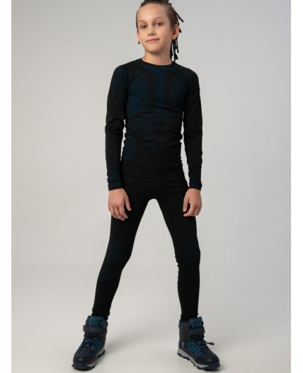 Термокомплект трикотажный для мальчиков: брюки, толстовка для эпизодического использования черный,бирюзовый