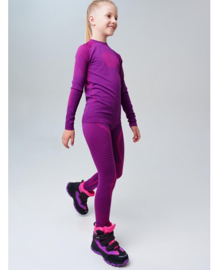 Термокомплект трикот. для девочек: фуфайка (футболка) с длин. рук, брюки для эпизод. использования малиновый
