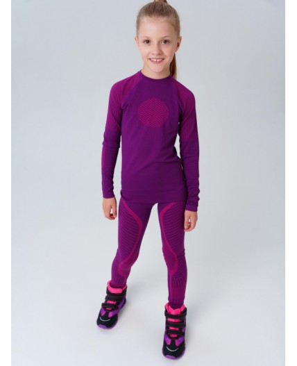 Термокомплект трикот. для девочек: фуфайка (футболка) с длин. рук, брюки для эпизод. использования малиновый