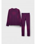 Термокомплект трикот. для девочек: фуфайка (футболка) с длин. рук, брюки для эпизод. использования малиновый