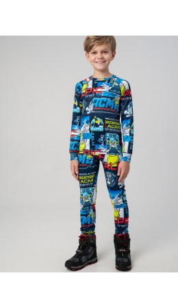 Термокомплект трикот. для мальчиков: фуфайка (футболка) с длин. рук, брюки для эпизод. использования разноцветный