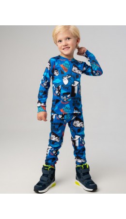 Термокомплект трикот. для мальчиков: фуфайка (футболка) с длин. рук, брюки для эпизод. использования разноцветный
