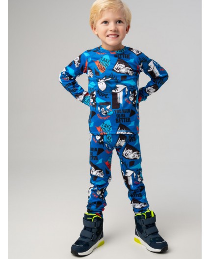 Термокомплект трикот. для мальчиков: фуфайка (футболка) с длин. рук, брюки для эпизод. использования разноцветный