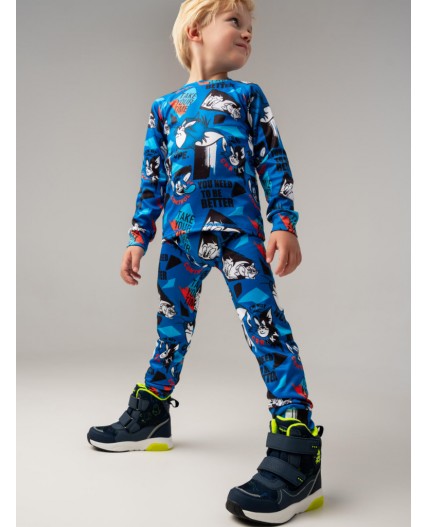 Термокомплект трикот. для мальчиков: фуфайка (футболка) с длин. рук, брюки для эпизод. использования разноцветный