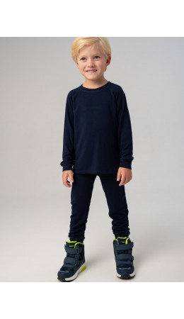 Термокомплект трикот. для мальчиков: фуфайка (футболка) с длин. рук, брюки для эпизод. использования тёмно-синий