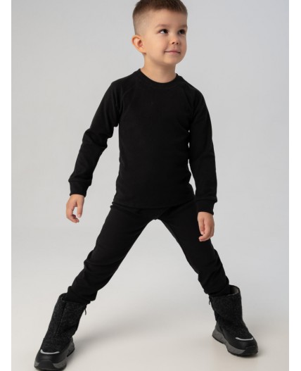 Термокомплект трикот. для мальчиков: фуфайка (футболка) с длин. рук, брюки для эпизод. использования черный