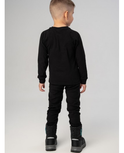 Термокомплект трикот. для мальчиков: фуфайка (футболка) с длин. рук, брюки для эпизод. использования черный