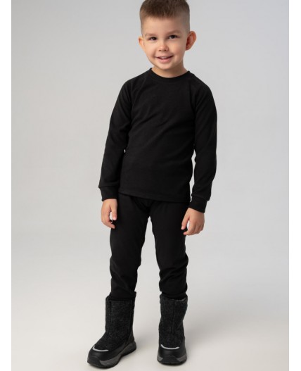 Термокомплект трикот. для мальчиков: фуфайка (футболка) с длин. рук, брюки для эпизод. использования черный