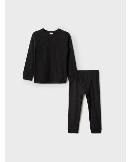Термокомплект трикот. для мальчиков: фуфайка (футболка) с длин. рук, брюки для эпизод. использования черный