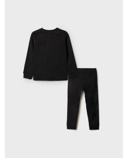 Термокомплект трикот. для мальчиков: фуфайка (футболка) с длин. рук, брюки для эпизод. использования черный