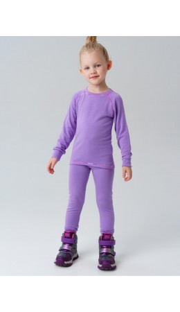 Термокомплект трикот. для девочек: фуфайка (футболка) с длин. рук, брюки для эпизод. использования сиреневый