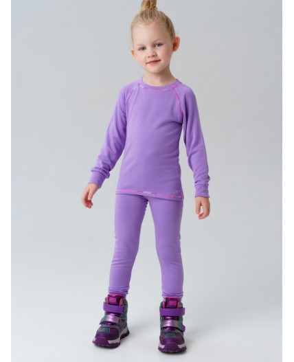 Термокомплект трикот. для девочек: фуфайка (футболка) с длин. рук, брюки для эпизод. использования сиреневый