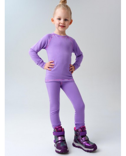 Термокомплект трикот. для девочек: фуфайка (футболка) с длин. рук, брюки для эпизод. использования сиреневый