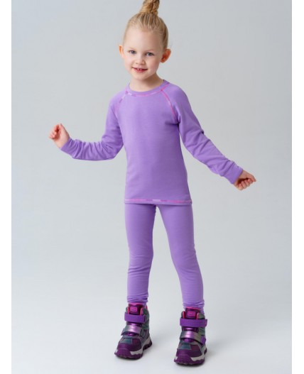 Термокомплект трикот. для девочек: фуфайка (футболка) с длин. рук, брюки для эпизод. использования сиреневый