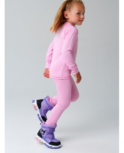 Термокомплект трикот. для девочек: фуфайка (футболка) с длин. рук, брюки для эпизод. использования розовый