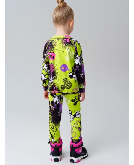 Термокомплект трикот. для девочек: фуфайка (футболка) с длин. рук, брюки для эпизод. использования разноцветный