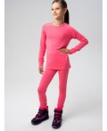 Термокомплект трикот. для девочек: фуфайка (футболка) с длин. рук, брюки для эпизод. использования розовый неоновый