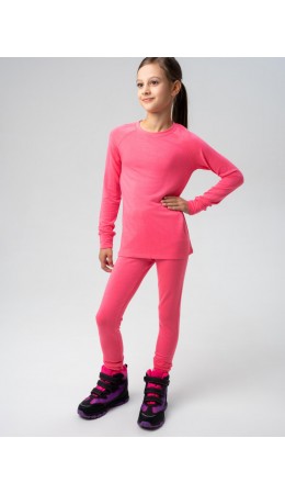 Термокомплект трикот. для девочек: фуфайка (футболка) с длин. рук, брюки для эпизод. использования розовый неоновый