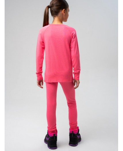 Термокомплект трикот. для девочек: фуфайка (футболка) с длин. рук, брюки для эпизод. использования розовый неоновый
