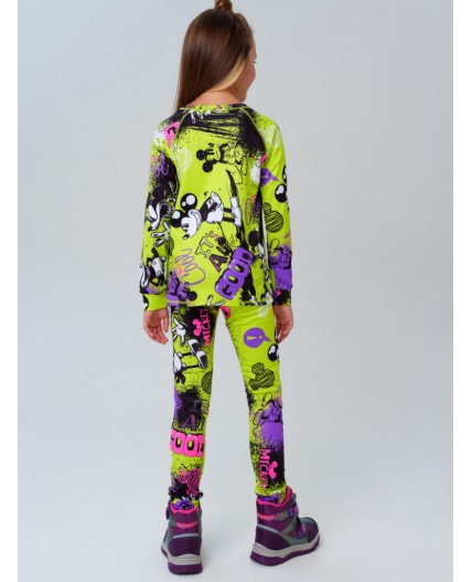 Термокомплект трикот. для девочек: фуфайка (футболка) с длин. рук, брюки для эпизод. использования разноцветный