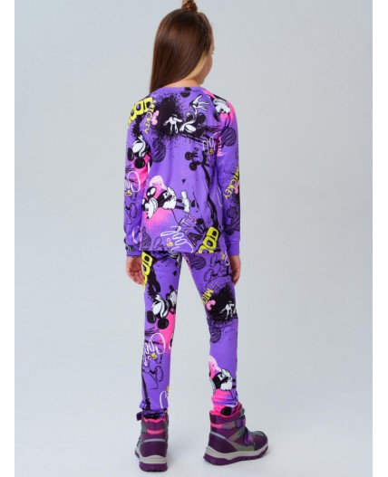 Термокомплект трикот. для девочек: фуфайка (футболка) с длин. рук, брюки для эпизод. использования разноцветный
