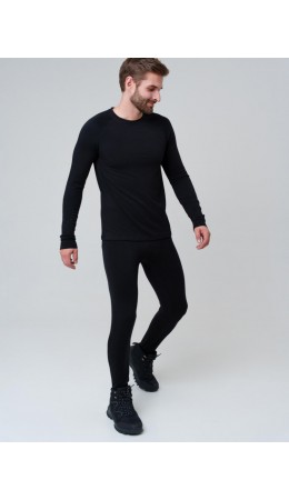 Термокомплект трикот. для мужчин: фуфайка (футболка) с длин. рук, брюки для эпизод. использования черный