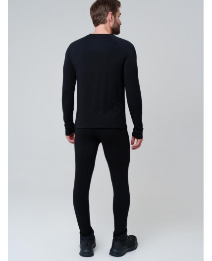 Термокомплект трикот. для мужчин: фуфайка (футболка) с длин. рук, брюки для эпизод. использования черный
