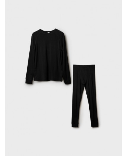 Термокомплект трикот. для мужчин: фуфайка (футболка) с длин. рук, брюки для эпизод. использования черный