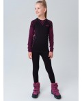 Термокомплект трикот. для девочек: фуфайка с длин. рук, брюки укороченные для эпизод. использования черный,розовый неоновый