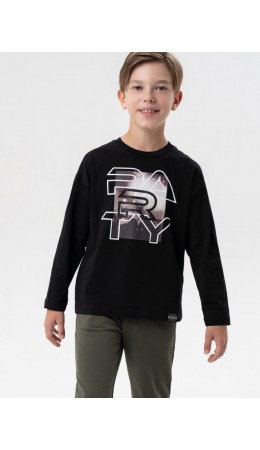 Фуфайка трикотажная для мальчиков (футболка с длинными рукавами) черный