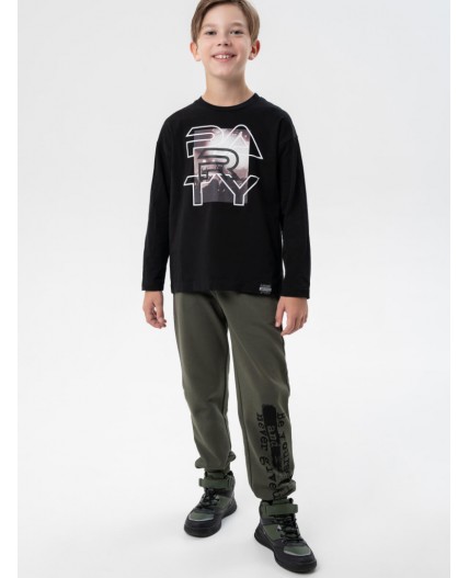 Фуфайка трикотажная для мальчиков (футболка с длинными рукавами) черный