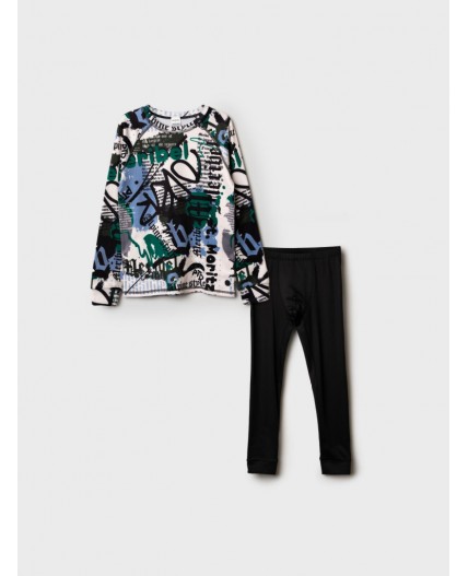 Термокомплект трикотажный для мальчиков: брюки, толстовка для эпизодического использования черный