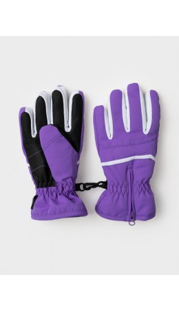 Перчатки текстильные для девочек белый,черный,фиолетовый неоновый
