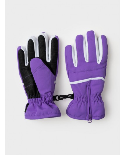 Перчатки текстильные для девочек белый,черный,фиолетовый неоновый