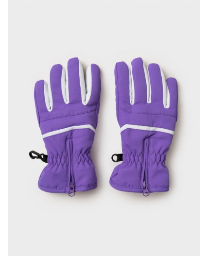 Перчатки текстильные для девочек белый,черный,фиолетовый неоновый