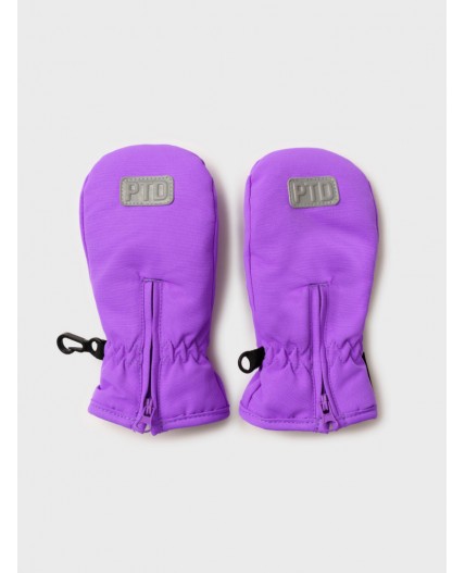 Варежки детские текстильные для девочек черный,фиолетовый неоновый