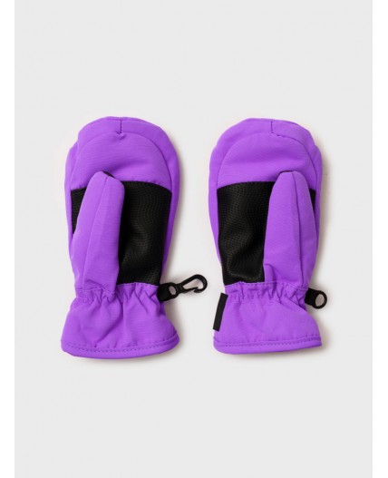 Варежки детские текстильные для девочек черный,фиолетовый неоновый