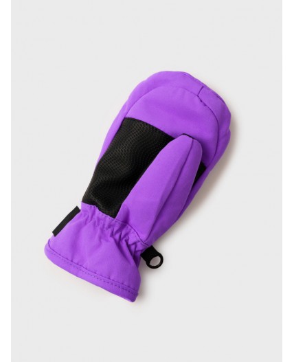 Варежки детские текстильные для девочек черный,фиолетовый неоновый