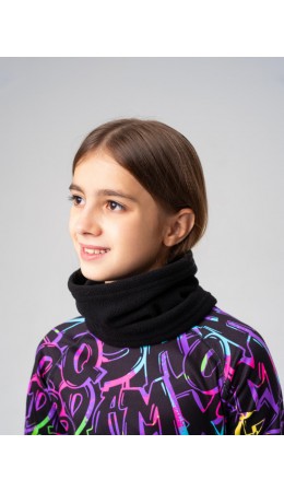 Шарф-снуд трикотажный для девочек черный