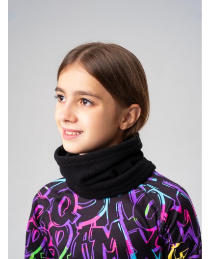 Шарф-снуд трикотажный для девочек черный