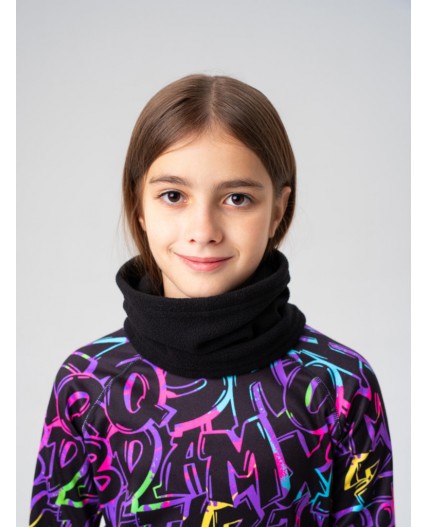 Шарф-снуд трикотажный для девочек черный