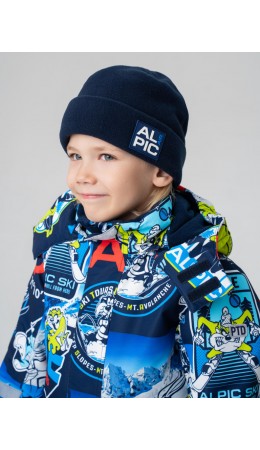 Шапка трикотажная для мальчиков тёмно-синий