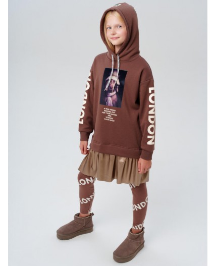 Платье трикотажное для девочек коричневый,золотой