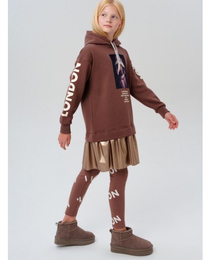 Платье трикотажное для девочек коричневый,золотой