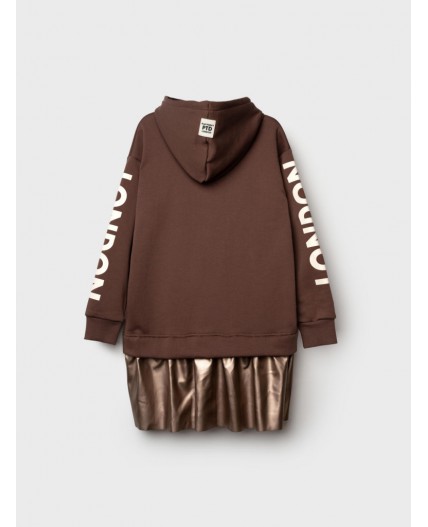 Платье трикотажное для девочек коричневый,золотой