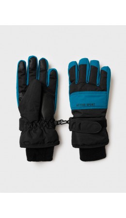 Перчатки текстильные для мальчиков черный,бирюзовый